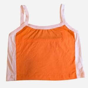 SHEIN Y2K Orange and White Spaghetti Strap Top